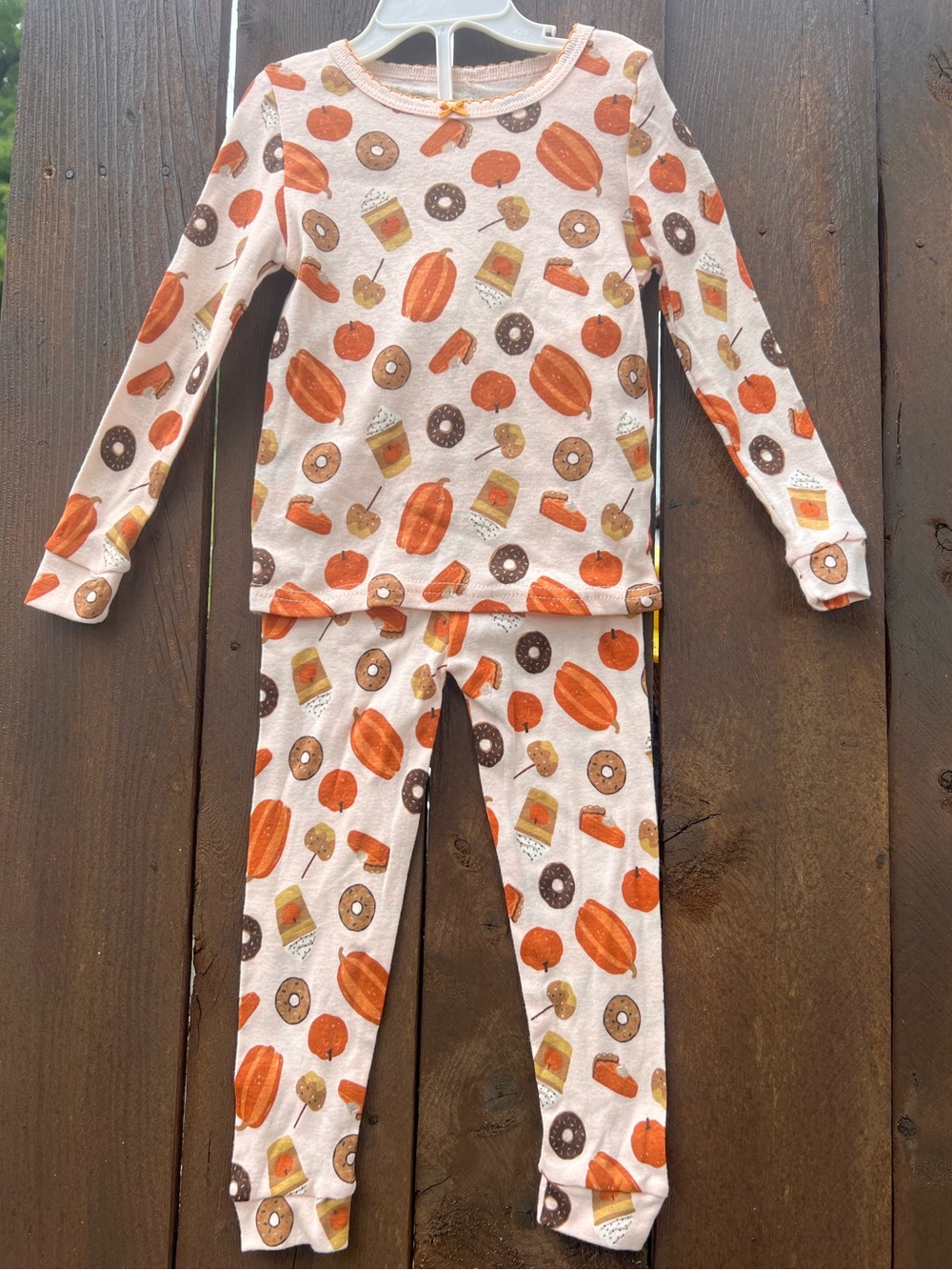 Kids Pumpkin & Donut Print Long Sleeve Pajama Set - Girls Size 2T